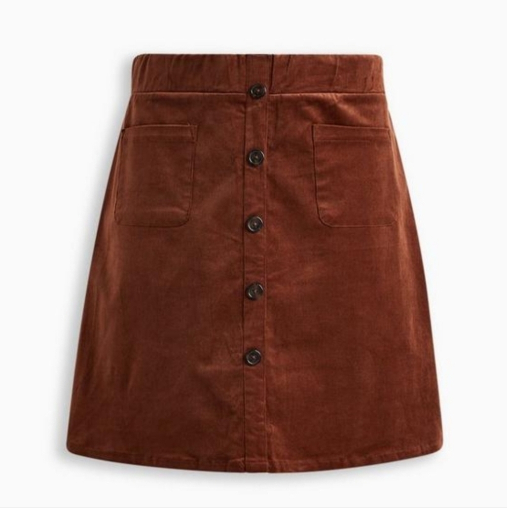 Torrid Brown Corduroy Button-Front Skirt Size 12 Plus Country - Picture 4 of 7